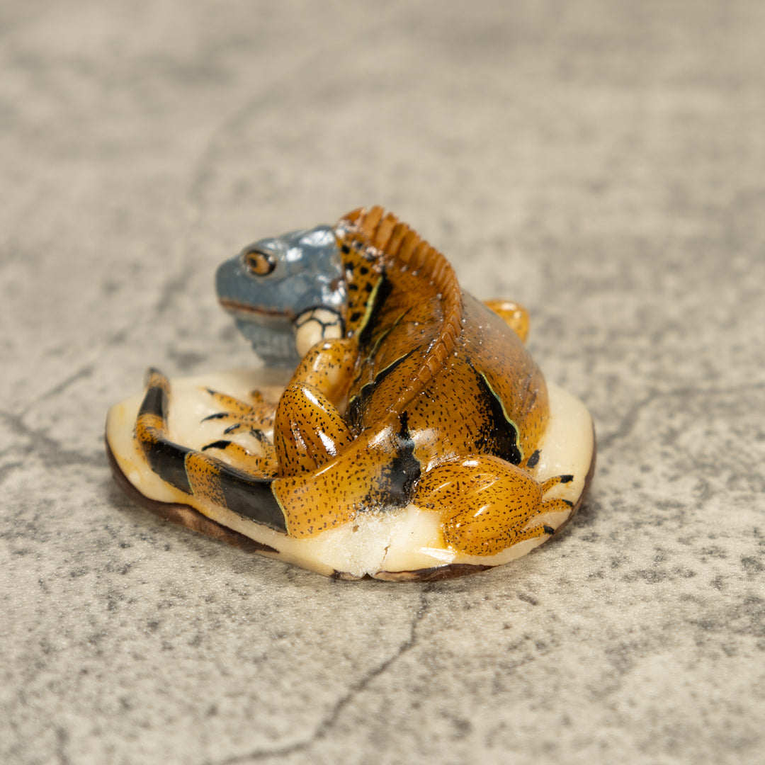 Brown Iguana Lizard Tagua Nut Carving