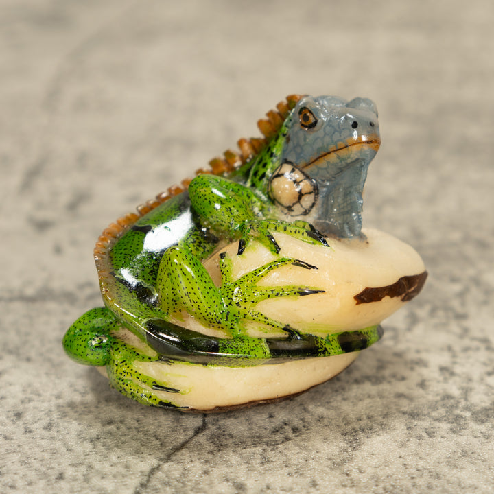 Green Iguana Lizard Tagua Nut Carving