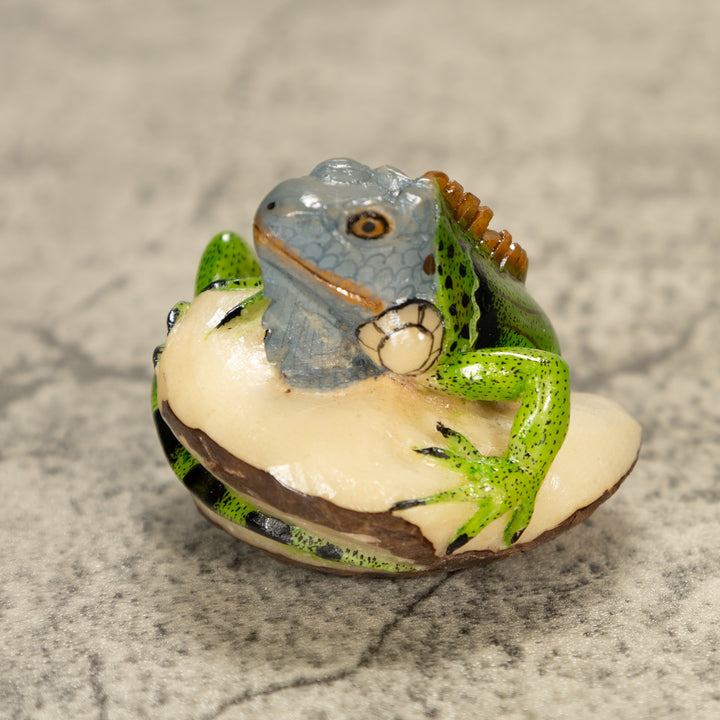 Green Iguana Lizard Tagua Nut Carving