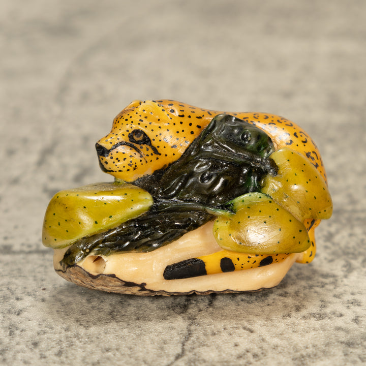 Ocelot Cat Tagua Nut Carving