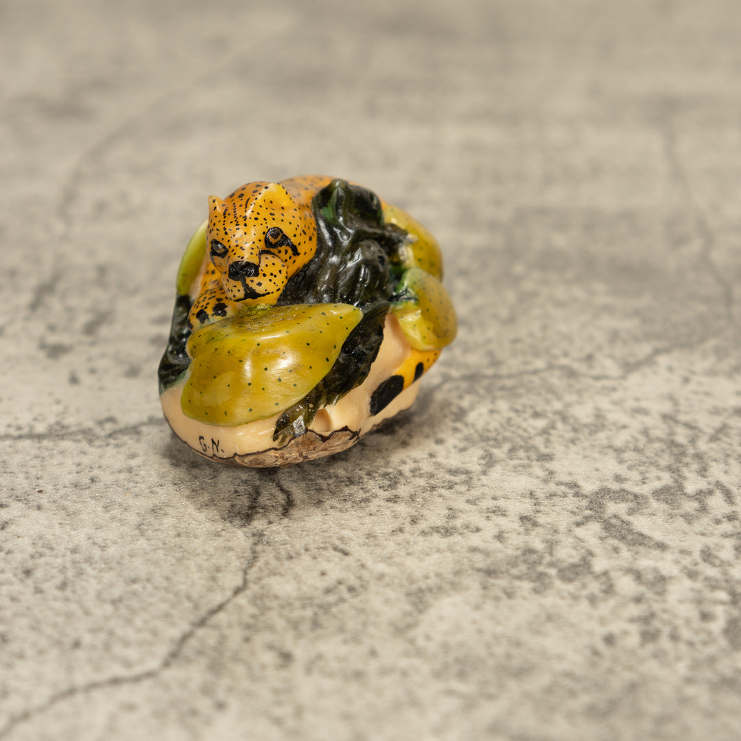 Ocelot Cat Tagua Nut Carving