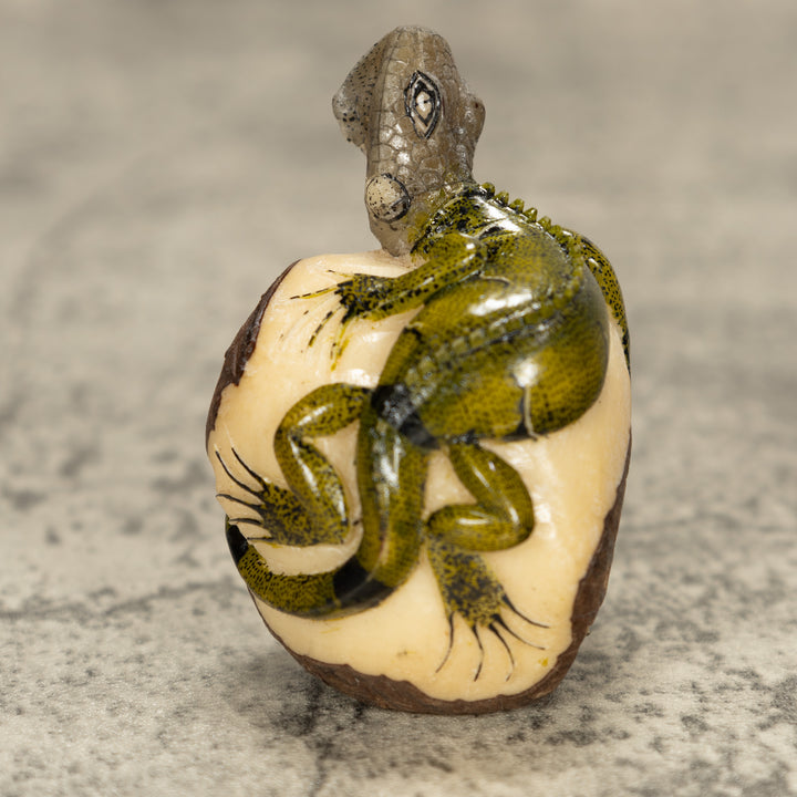 Iguana Lizard Tagua Nut Carving