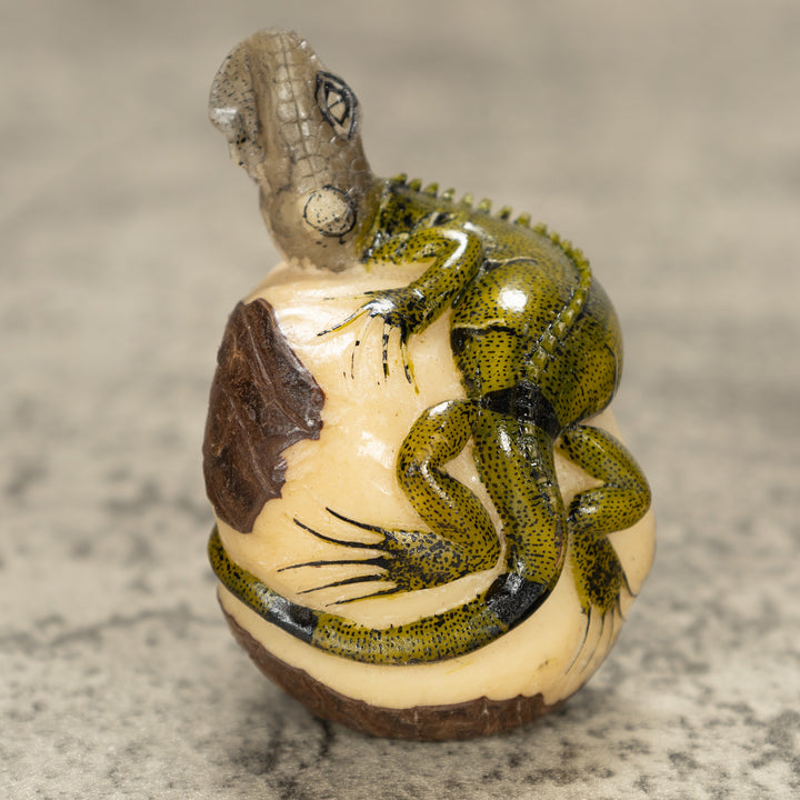 Iguana Lizard Tagua Nut Carving