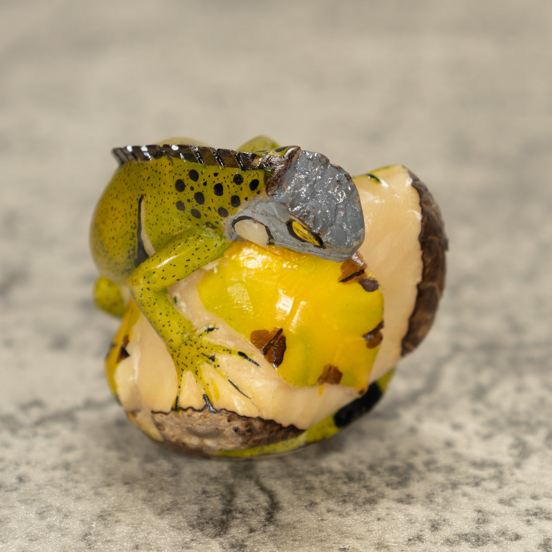 Iguana Lizard Tagua Nut Carving