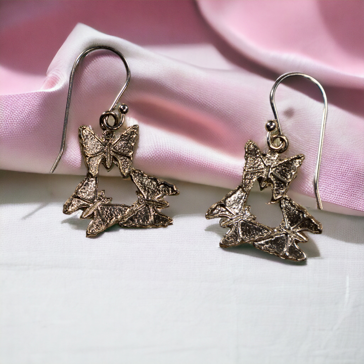 Sterling Silver Triple Butterfly Earrings