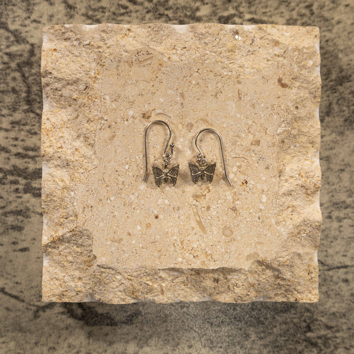 Sterling Silver Butterfly Charm Earrings