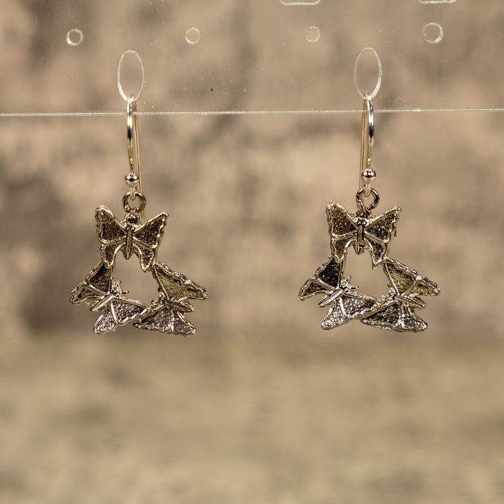 Sterling Silver Triple Butterfly Earrings