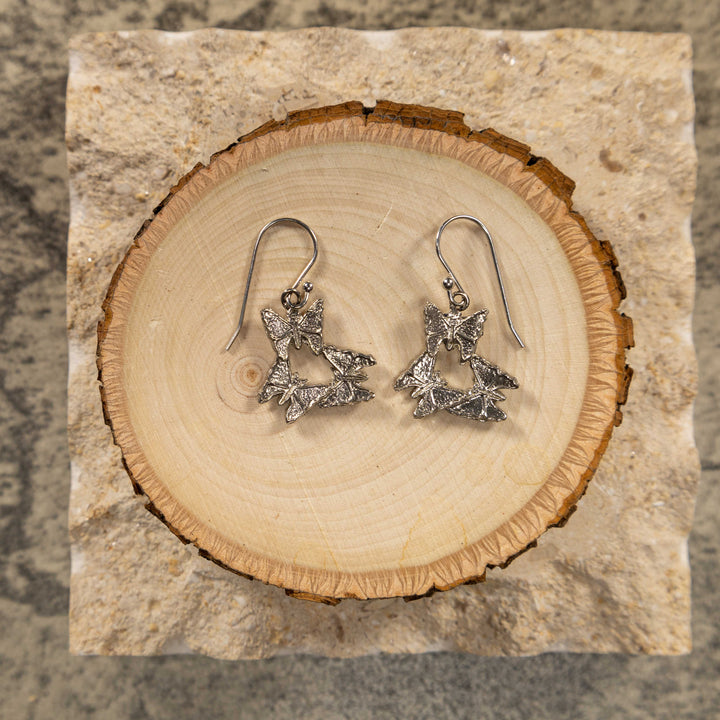 Sterling Silver Triple Butterfly Earrings