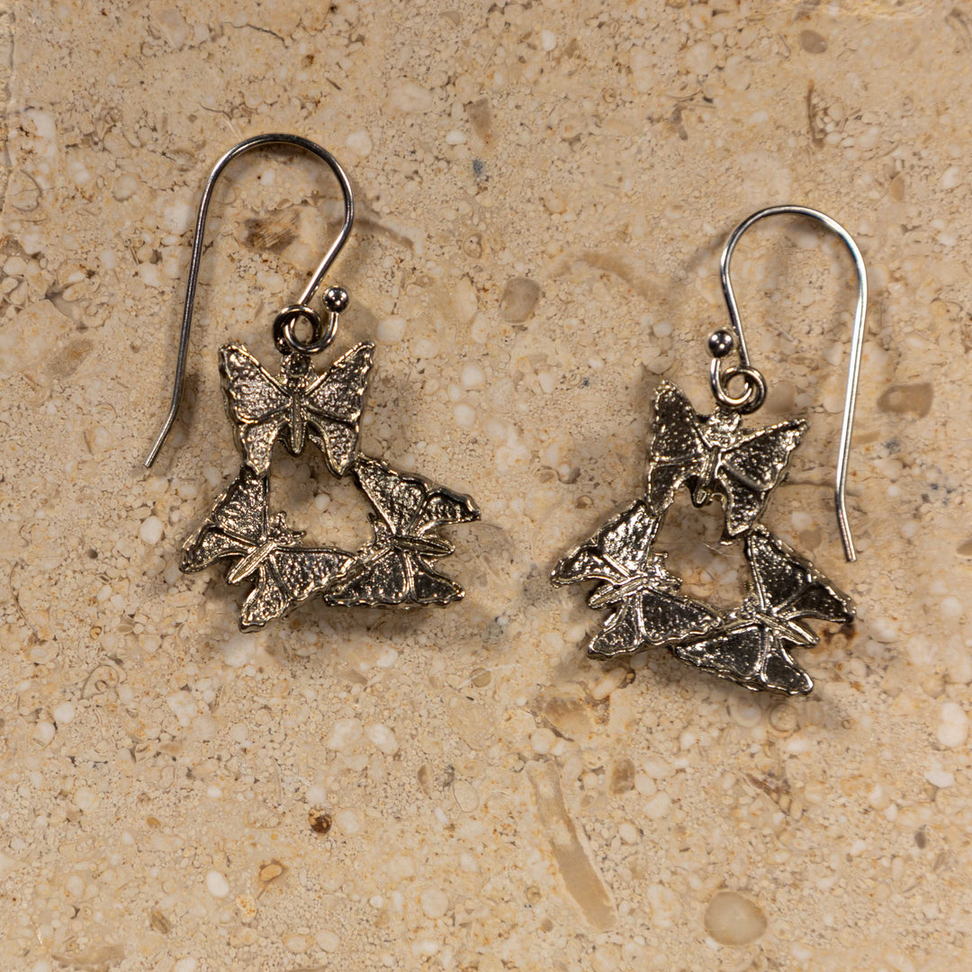 Sterling Silver Triple Butterfly Earrings