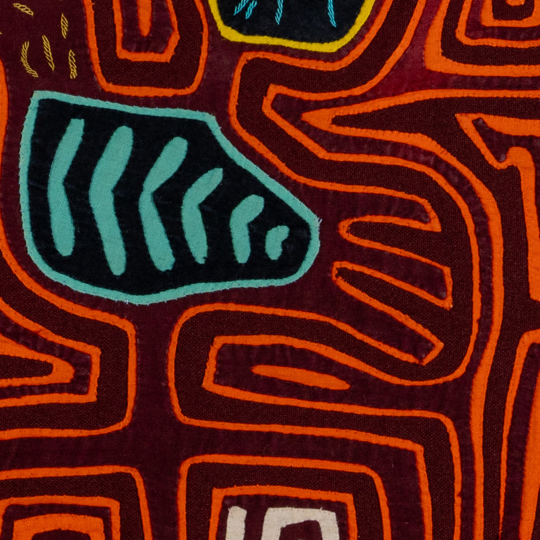 Burgundy And Orange Love Affair IN The Rainforest Mola