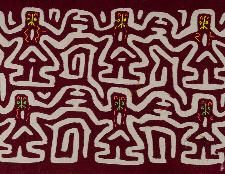 Maroon And White Conga Dancers Mola