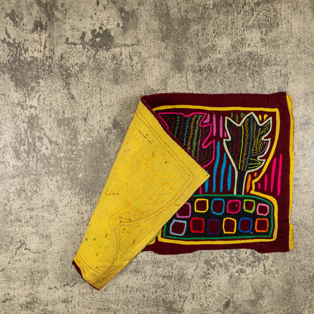 Burgundy And Yellow Flower Pot Mola