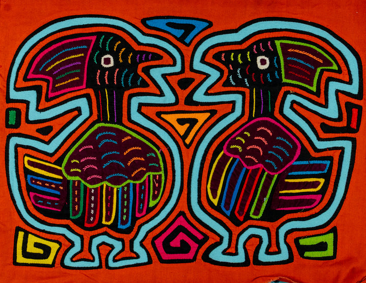 Orange And Turquoise Optical Illusion Bird Mola