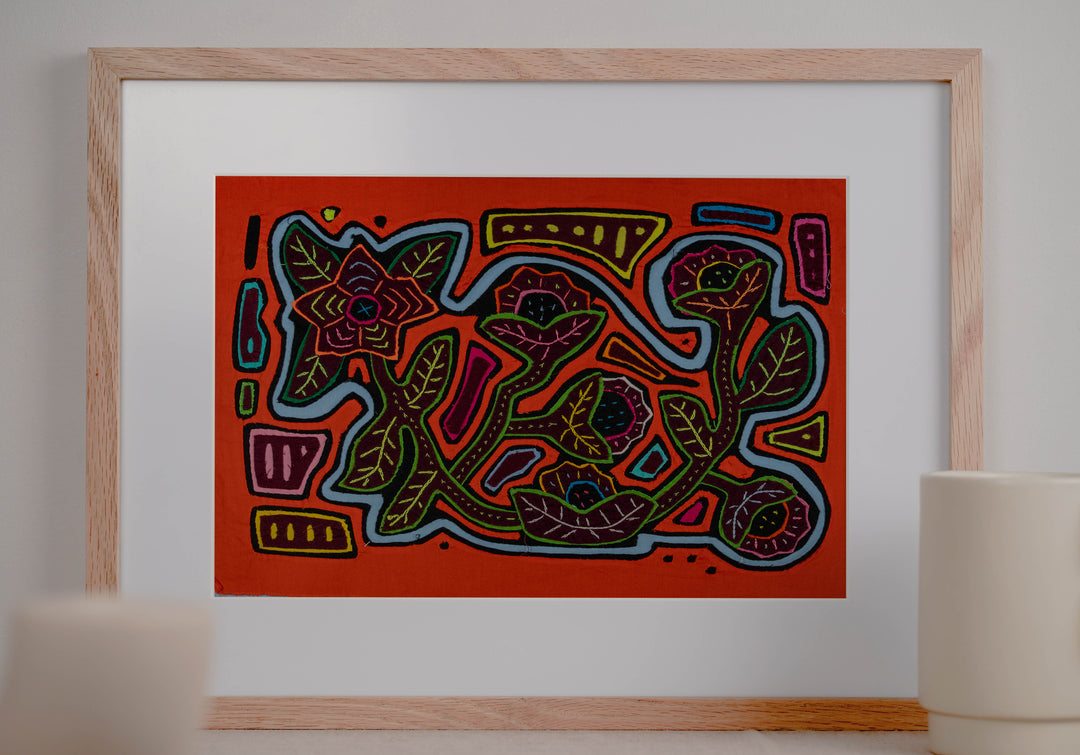 Orange And Blue Rainforest Floral Mola