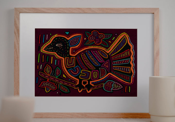 Neon Orange Jungle Critter On A Branch Mola