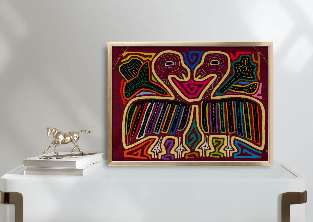 Burgundy And Yellow Optical Illusion Mola