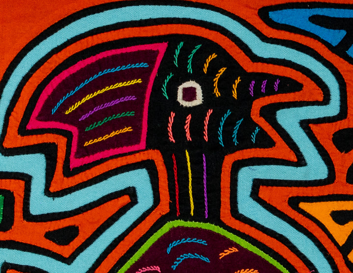 Orange And Turquoise Optical Illusion Bird Mola