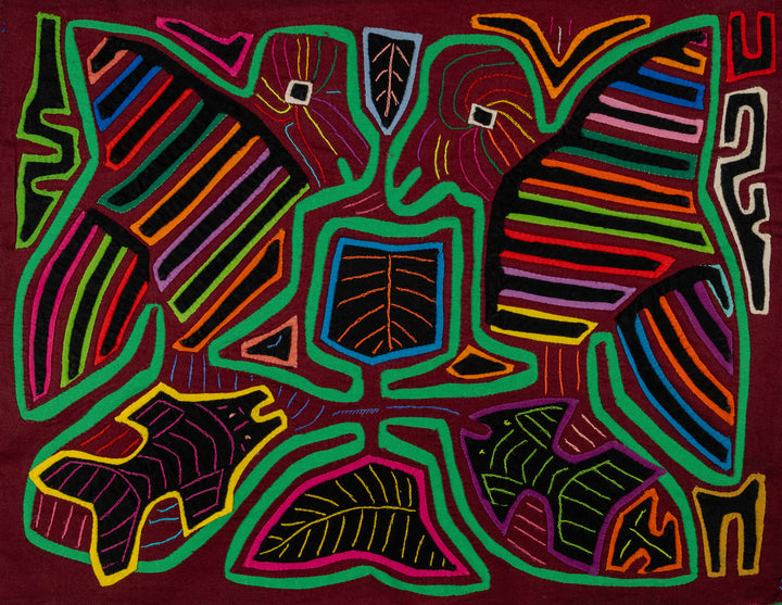 Burgundy And Green Bird And Fish Mola