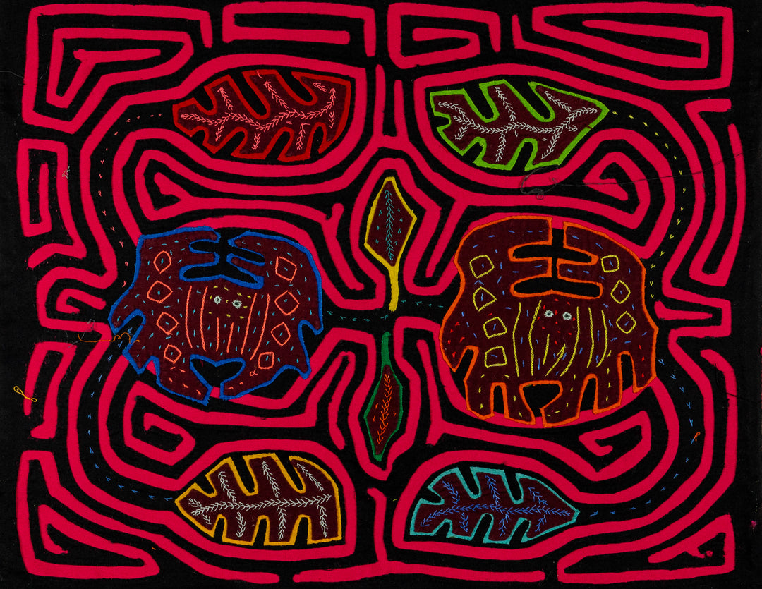 Black And Red Crab and Autumn Leaves Mola