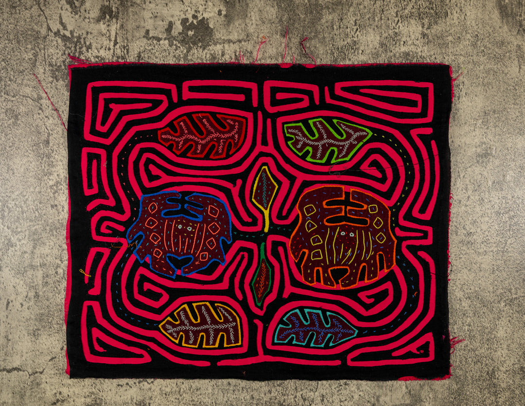 Black And Red Crab and Autumn Leaves Mola