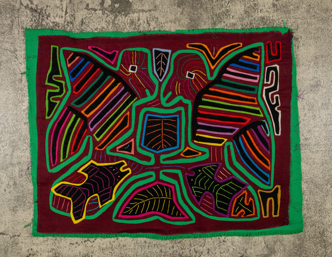 Burgundy And Green Bird And Fish Mola