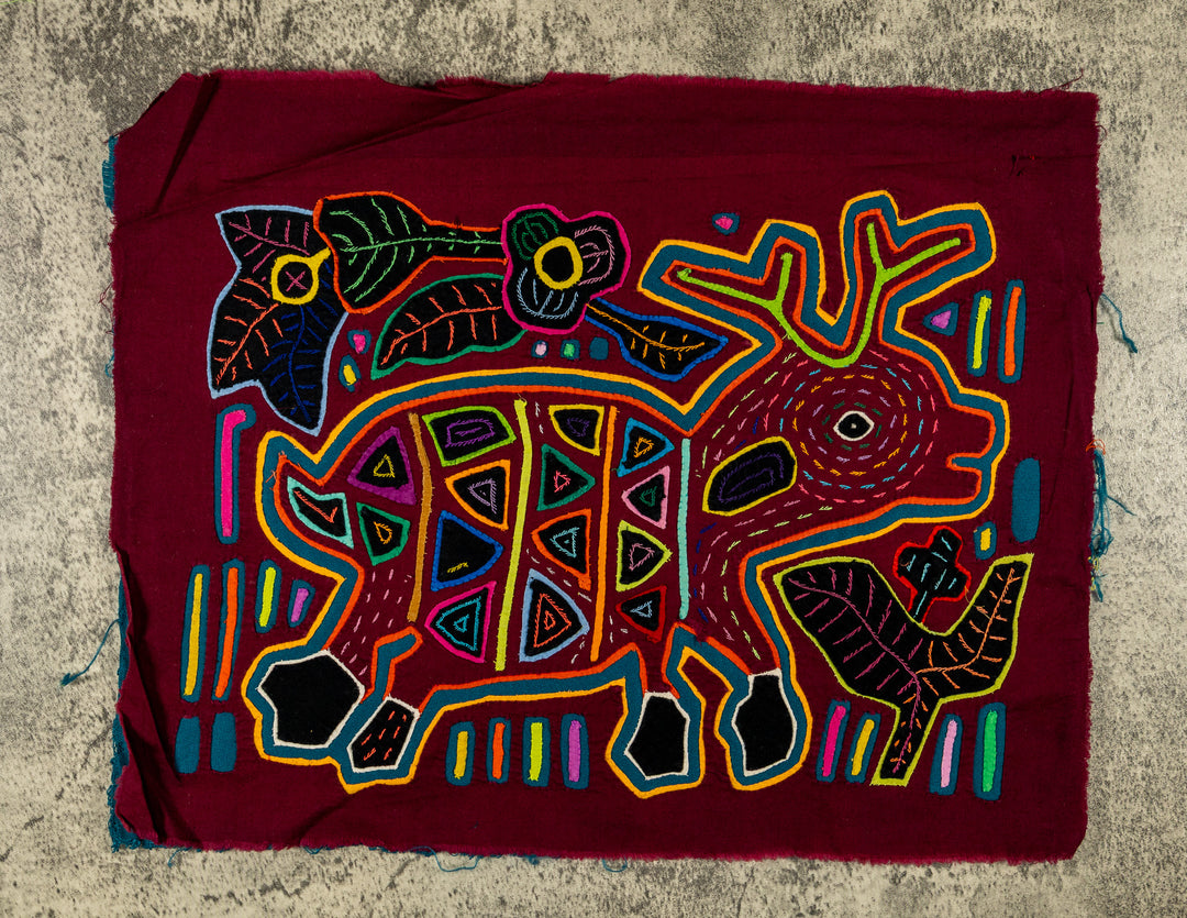Burgundy Rainforest Raindeer Mola