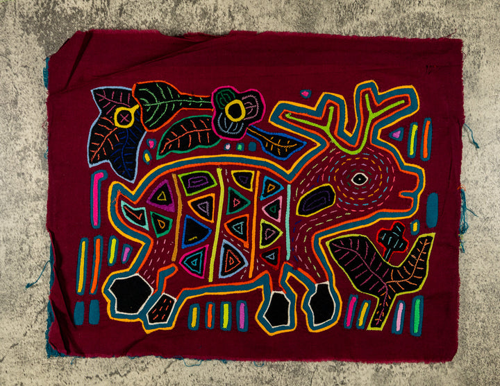 Burgundy Rainforest Raindeer Mola