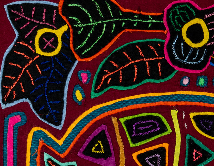 Burgundy Rainforest Raindeer Mola