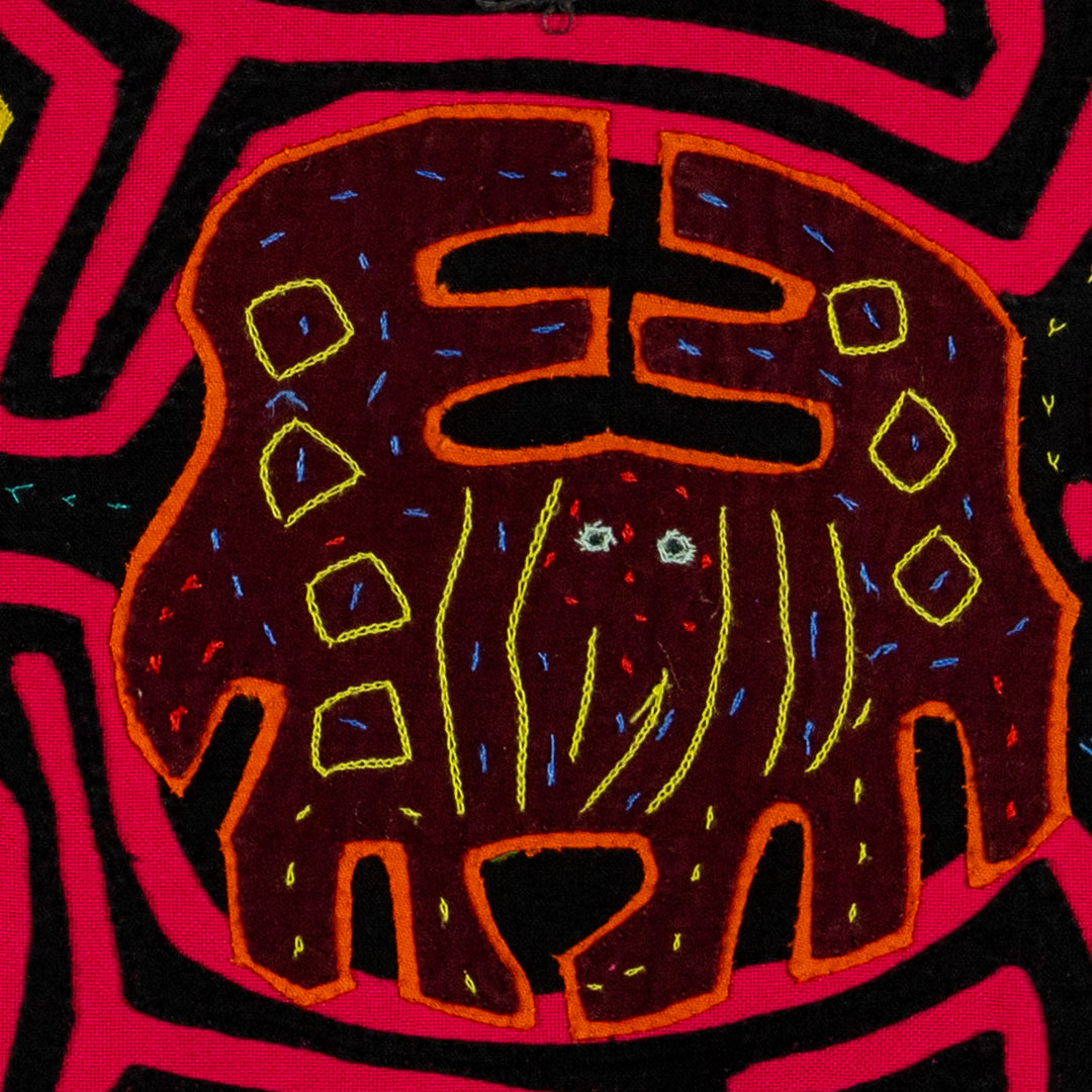 Black And Red Crab and Autumn Leaves Mola
