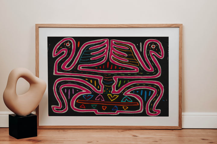 Pink And White Swan Lake Or Optical Illusion Mola