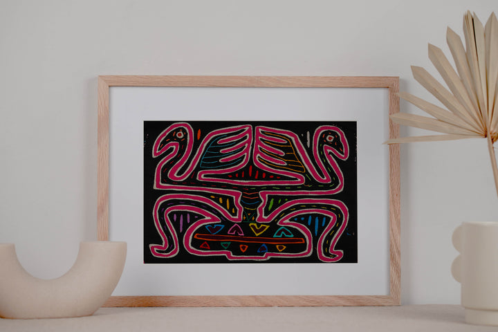 Pink And White Swan Lake Or Optical Illusion Mola