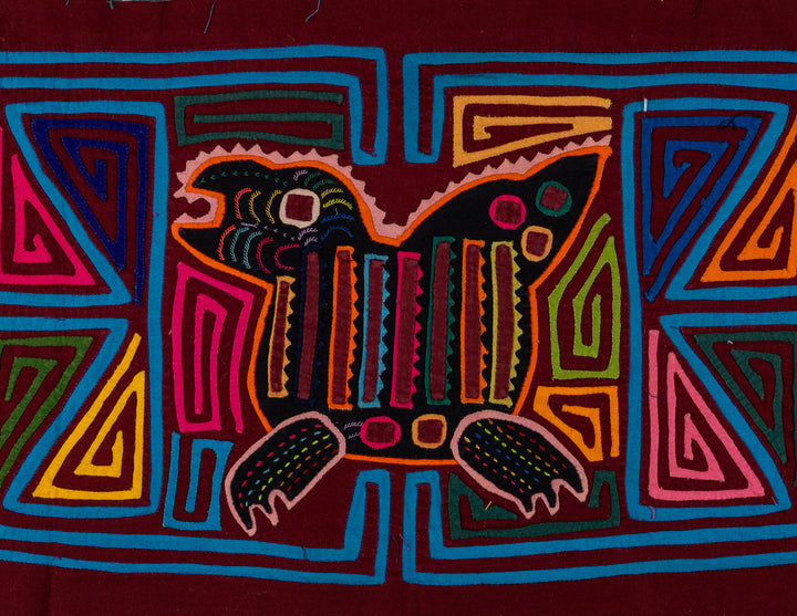 Burgundy And Turquoise Jungle Joker Mola