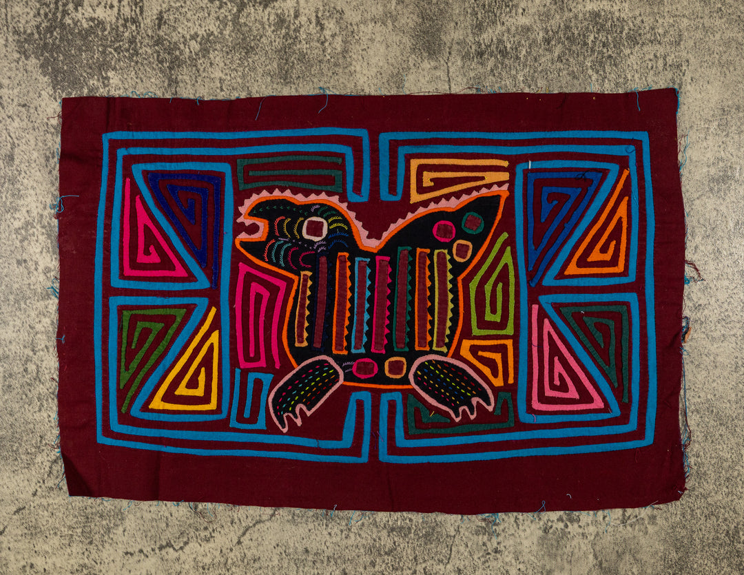 Burgundy And Turquoise Jungle Joker Mola