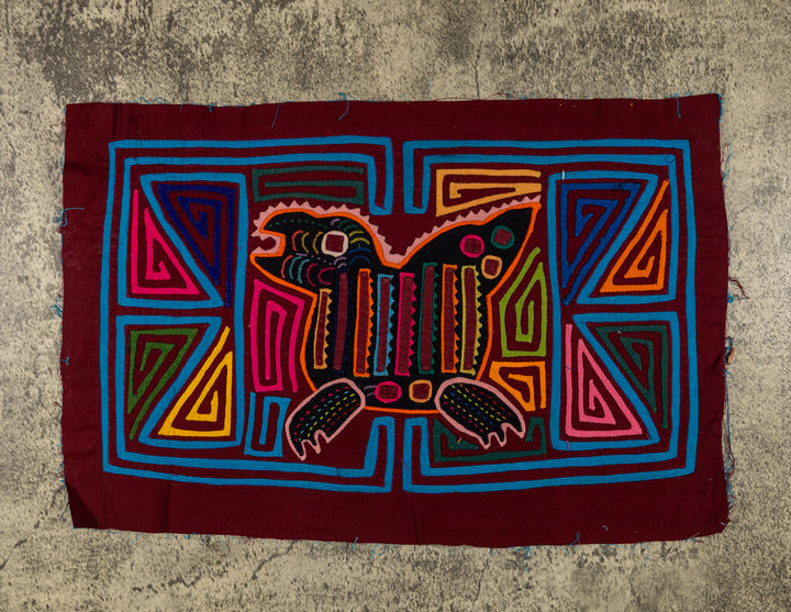 Burgundy And Turquoise Jungle Joker Mola