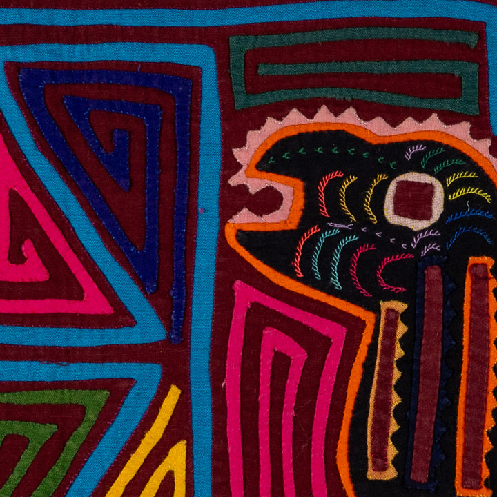 Burgundy And Turquoise Jungle Joker Mola