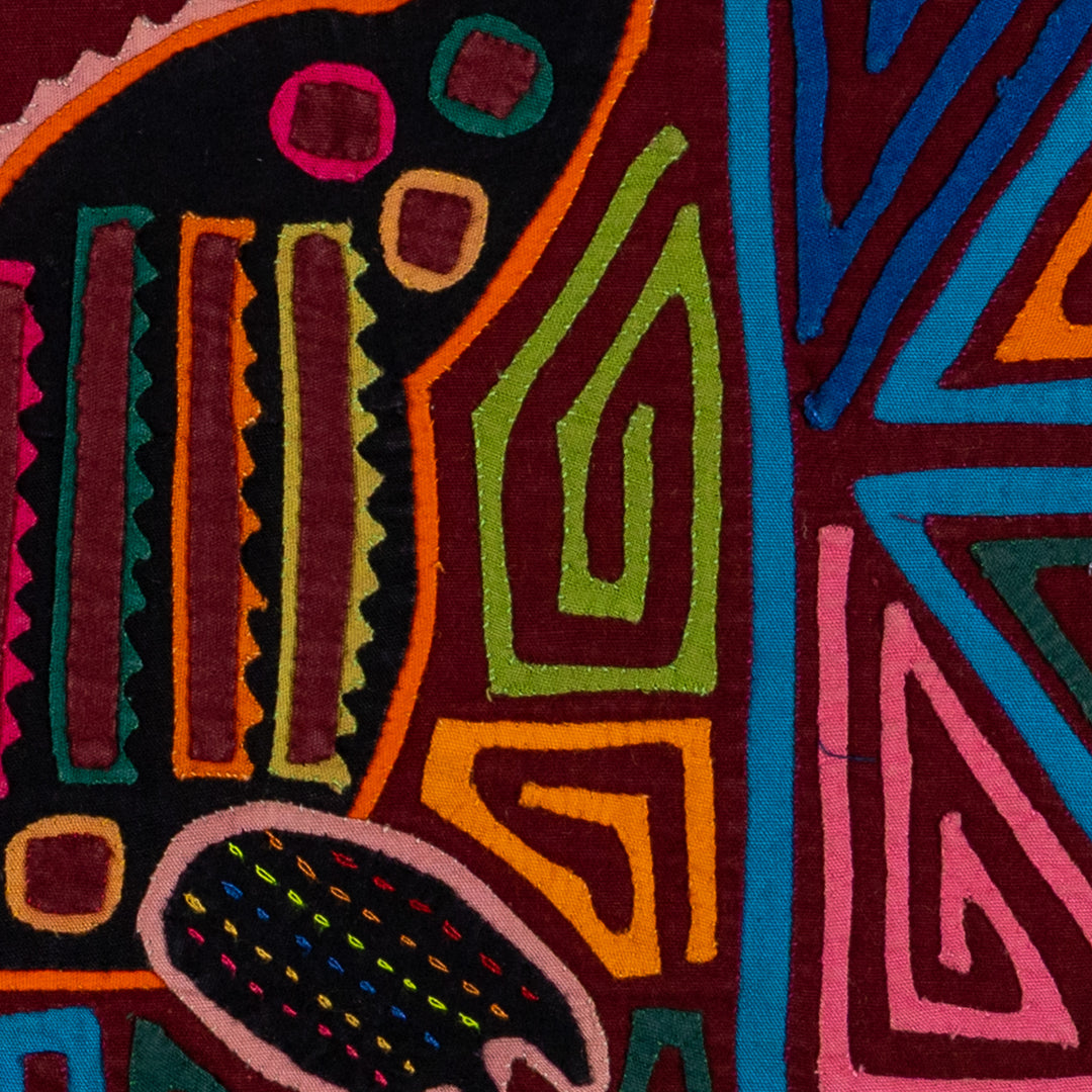 Burgundy And Turquoise Jungle Joker Mola