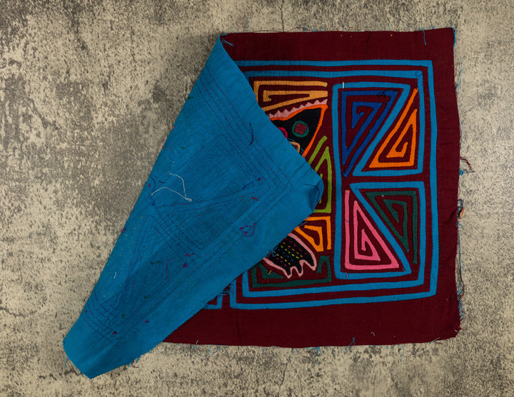 Burgundy And Turquoise Jungle Joker Mola
