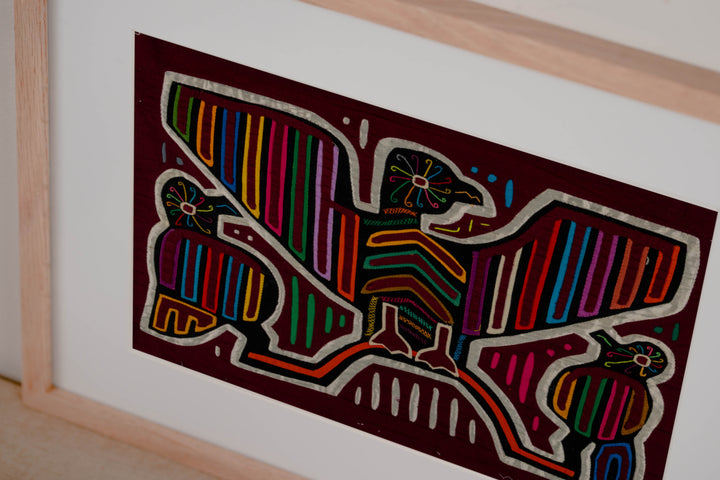 Maroon And Silver Thunderbird With Chicks Mola