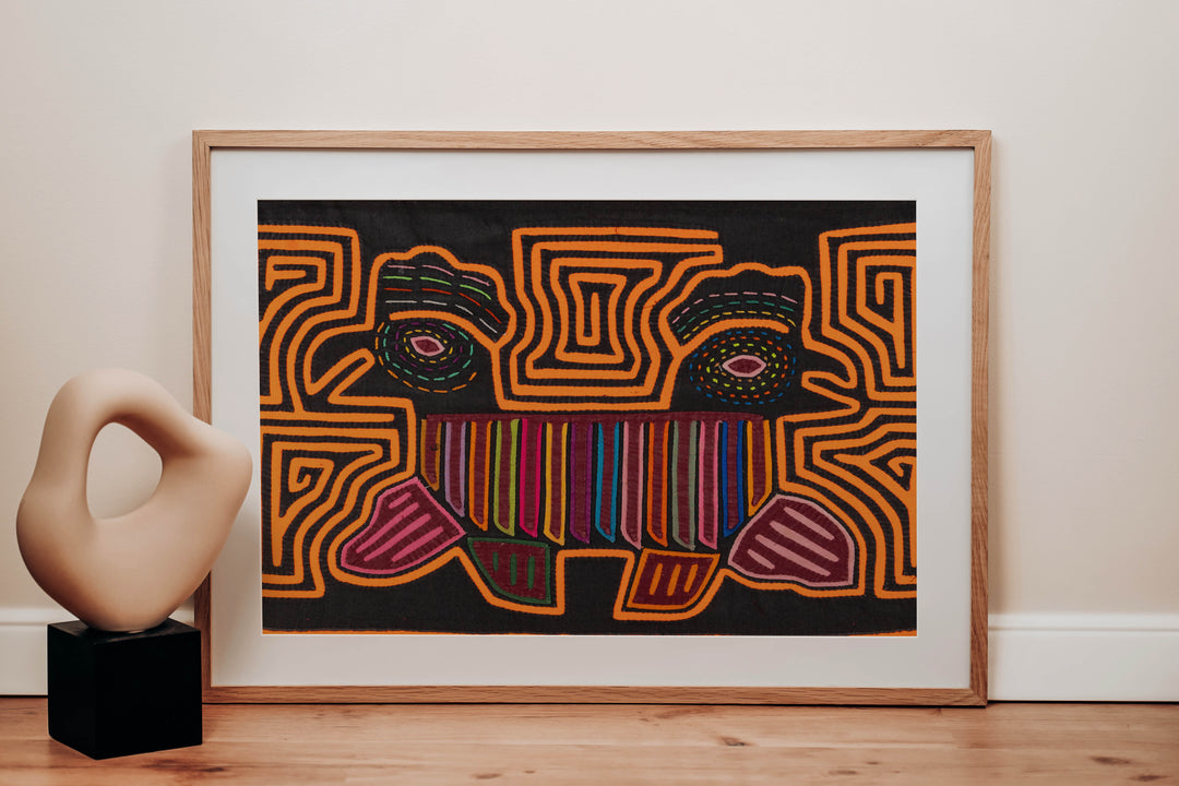 Neon Orange Two-Headed Rooster Mola