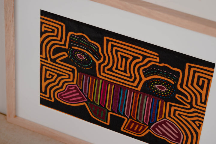 Neon Orange Two-Headed Rooster Mola