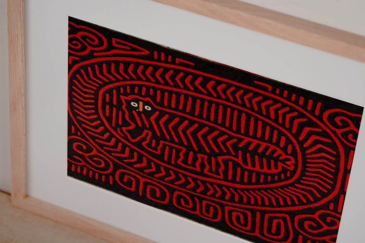 Black And Red Cheshire Cat Museum Quality Mola