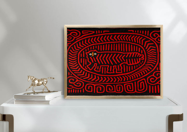 Black And Red Cheshire Cat Museum Quality Mola