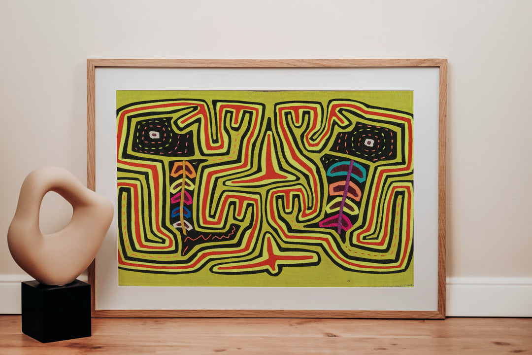 Red And Chartreuse Jungle Critters Climbing To The Sky Mola