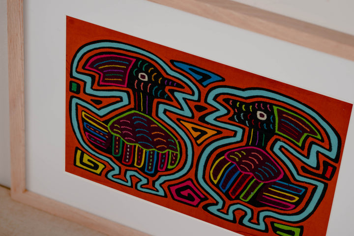 Orange And Turquoise Optical Illusion Bird Mola