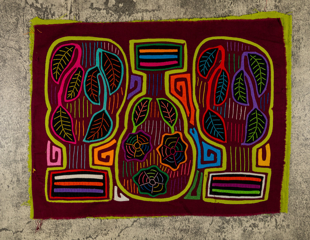 Jungle Guitar With Leaves Mola