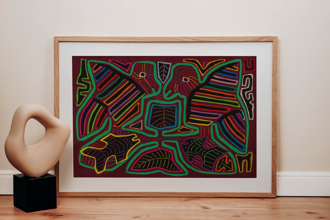 Burgundy And Green Bird And Fish Mola