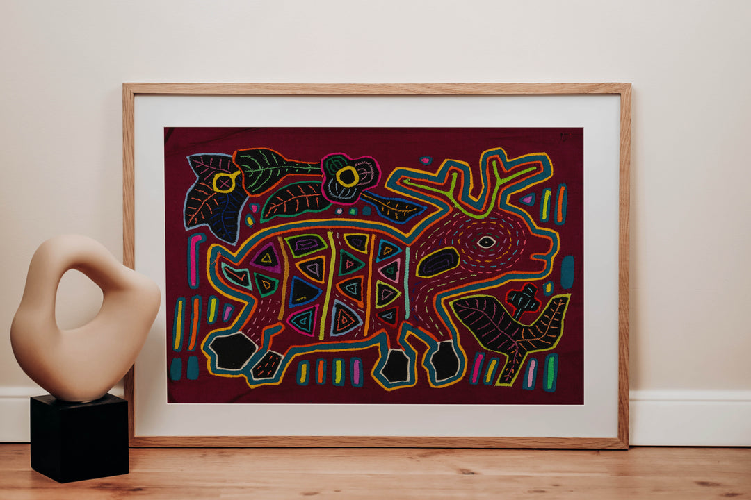 Burgundy Rainforest Raindeer Mola
