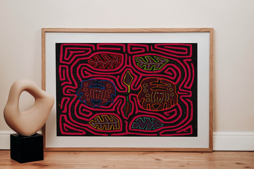 Black And Red Crab and Autumn Leaves Mola
