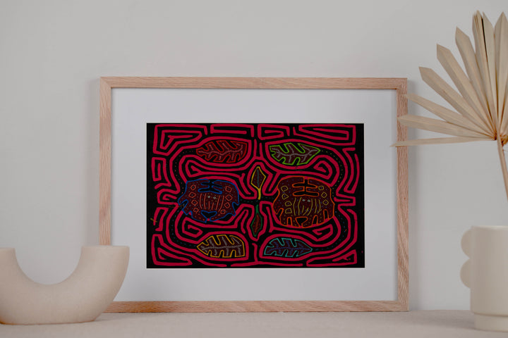 Black And Red Crab and Autumn Leaves Mola