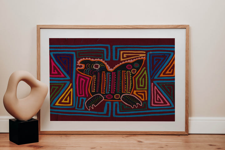 Burgundy And Turquoise Jungle Joker Mola